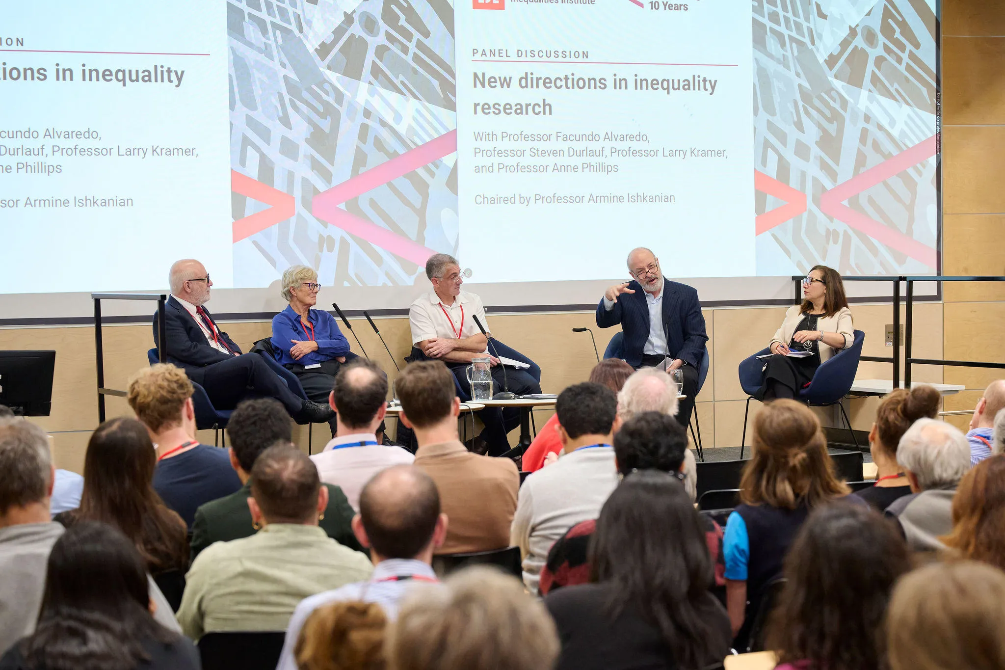 Larry Kramer talks during a panel discussing during the Institute's 10th anniversary